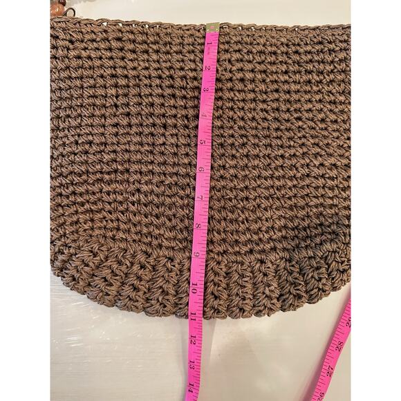 Capelli Straworld  Shoulder Bag Brown with‎ Beaded Circles on Handle - Picture 13 of 14